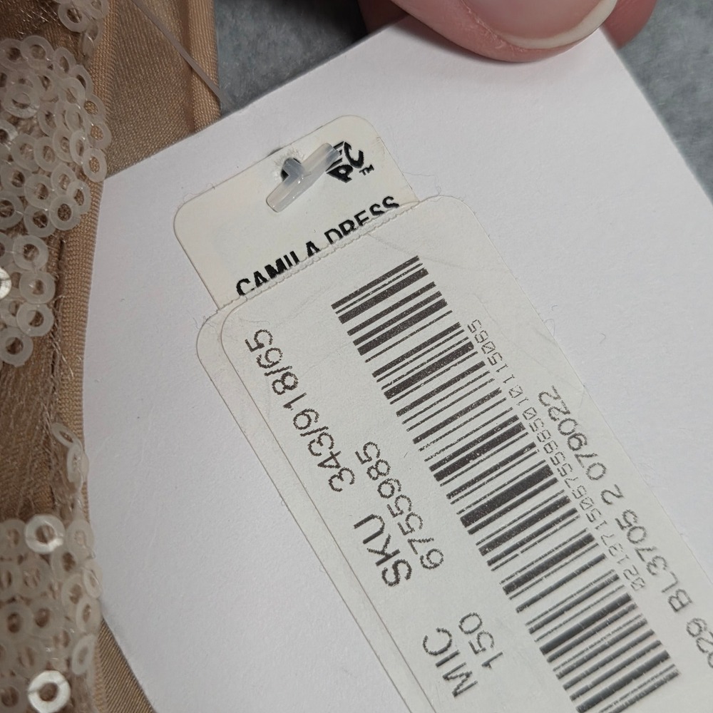 Belle Badgley Mischka NEW Women 2 Camilla Illusion Lace‎ Dress Maxi Sequin - Picture 6 of 9